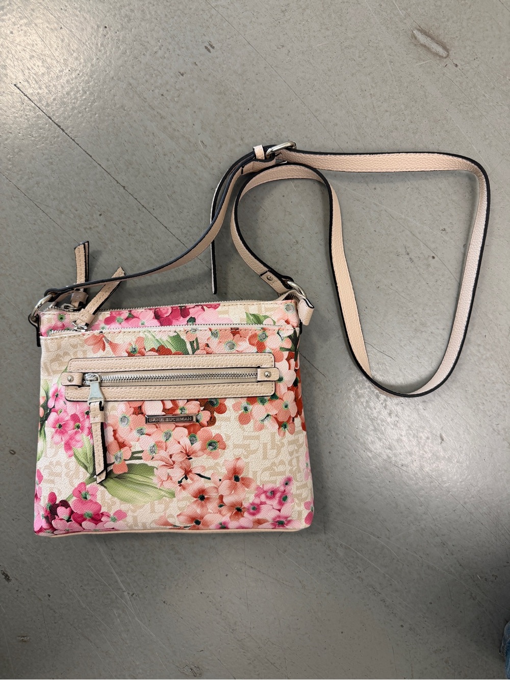 Dana Buchman Floral Crossbody in Pink and Cream
